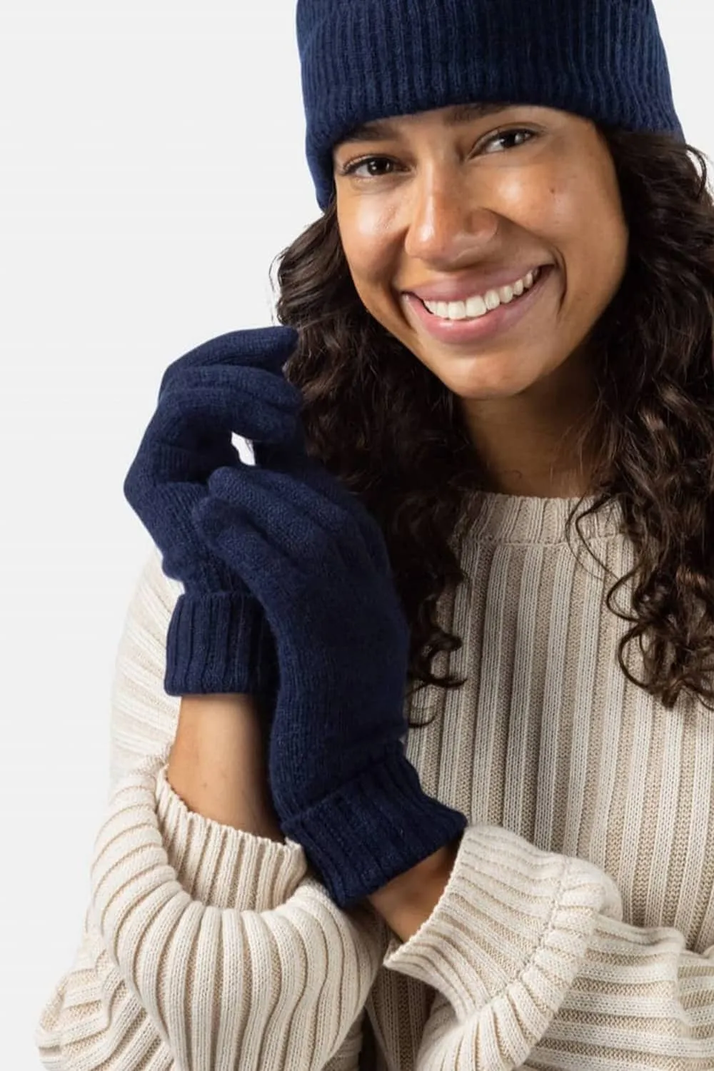 Women's 100% Pure Cashmere Gloves with Ribbed Cuff