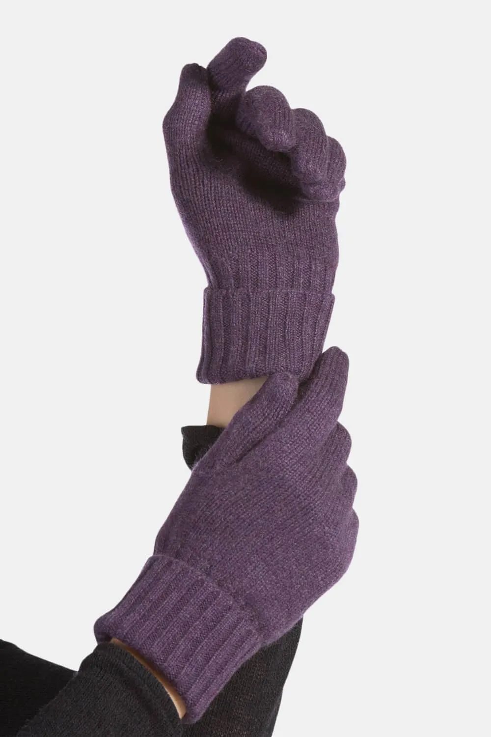 Women's 100% Pure Cashmere Gloves with Ribbed Cuff