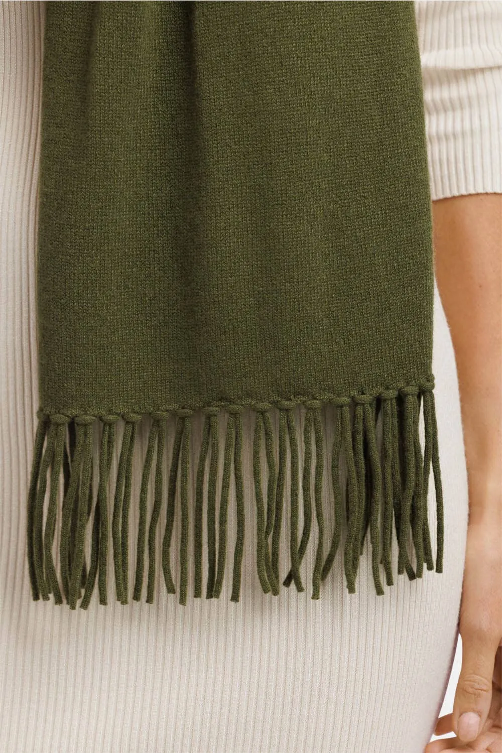 Women's 100% Pure Cashmere Knit Scarf with Fringe and Gift Box