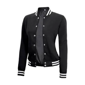 Women's Letterman Highschool Black Varsity Jacket