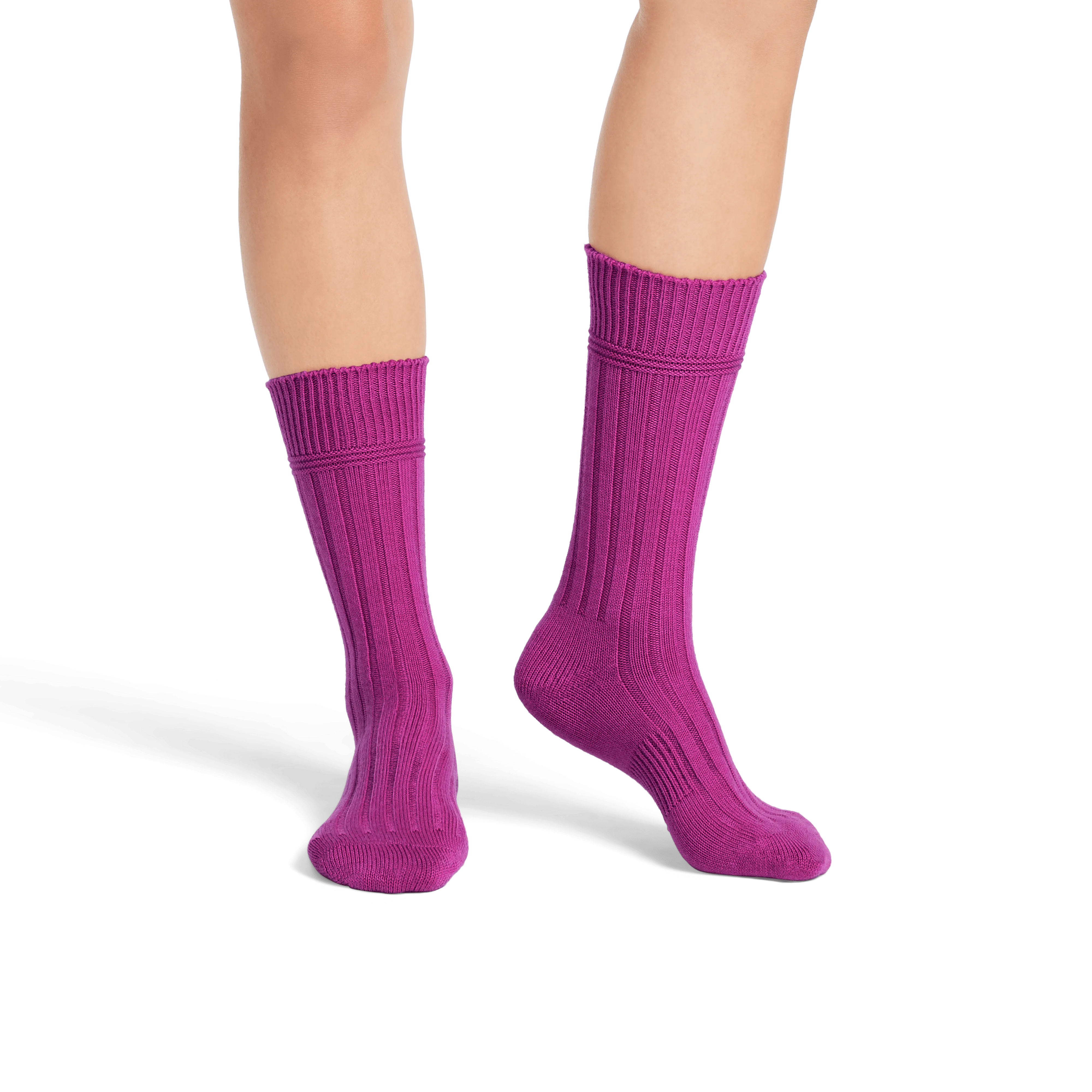 Women's Merino Cashmere Blend Rib Calf Socks