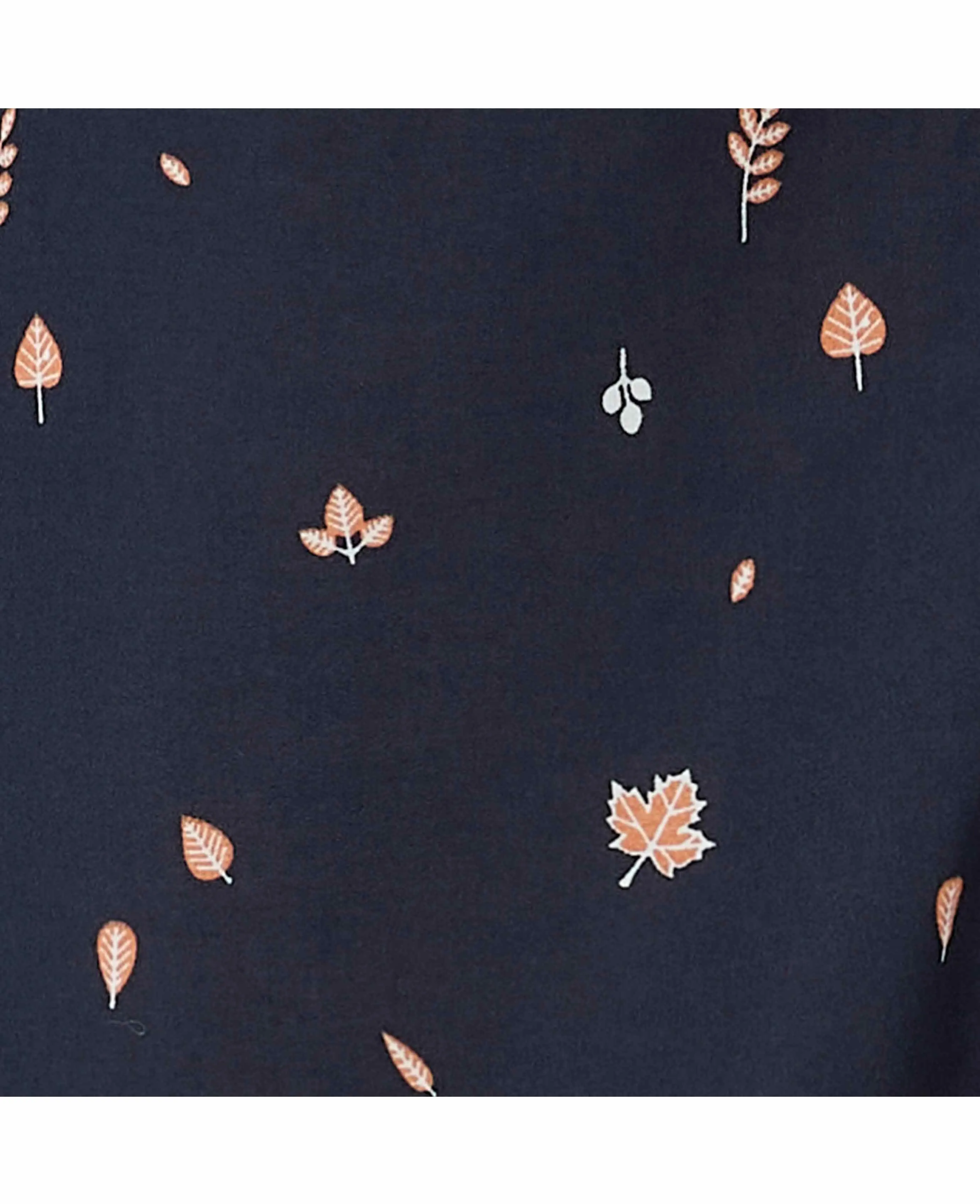 Women's Navy Leaf Print Semi Fitted Shirt